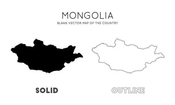 Mapa Mongolii pusta mapa wektorowa granic kraju Mongolia dla infografiki Vector — Wektor stockowy