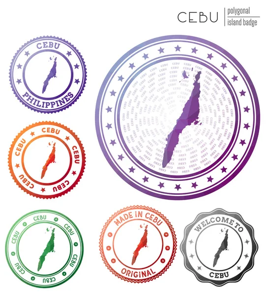 Insignia de Cebú Colorido símbolo de isla poligonal Conjunto de logotipos geométricos multicolores de Cebú Vector — Vector de stock