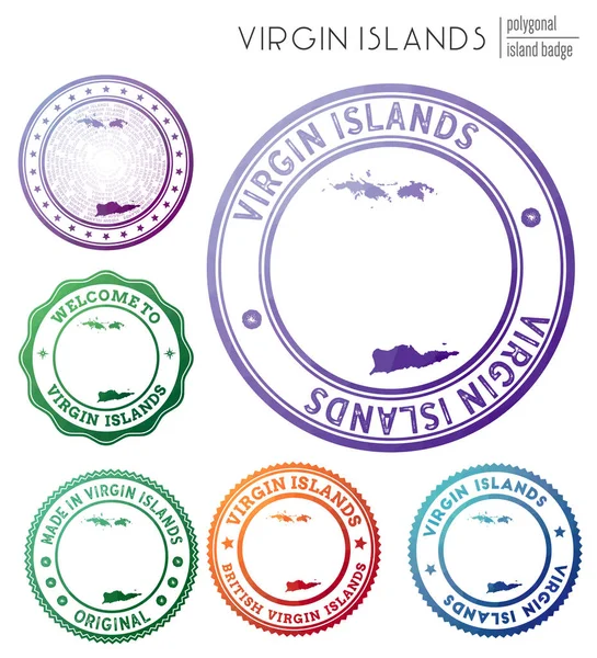 Insignia de las Islas Vírgenes Colorido símbolo de isla poligonal Multicolor geométrico Islas Vírgenes logos — Archivo Imágenes Vectoriales