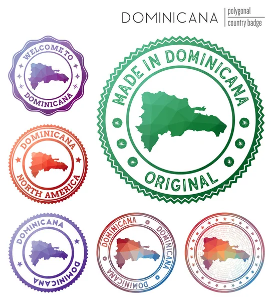 Insignia Dominicana Colorido símbolo del país poligonal Multicolor geométrico Dominicana logos conjunto — Vector de stock