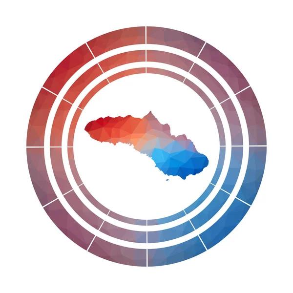 Emblema Sumba Logotipo gradiente brilhante da ilha em baixo estilo poli Sinal arredondado multicolorido Sumba com —  Vetores de Stock