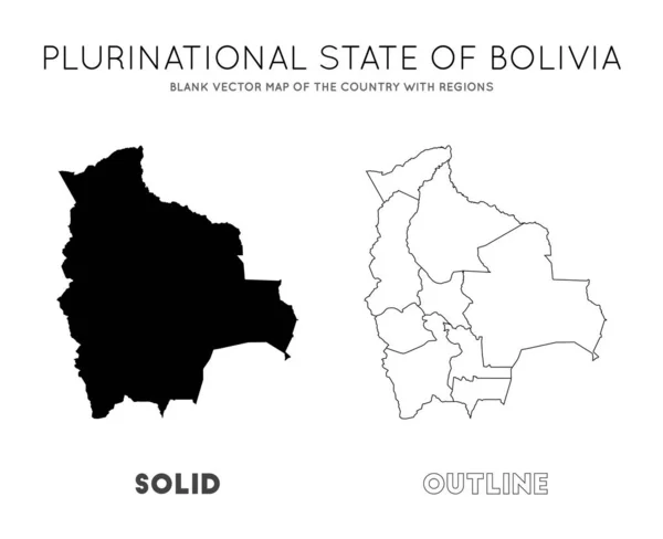 Болівія карта порожня Векторна карта країни з регіонами кордонів Болівії для вашої інфографіки — стоковий вектор