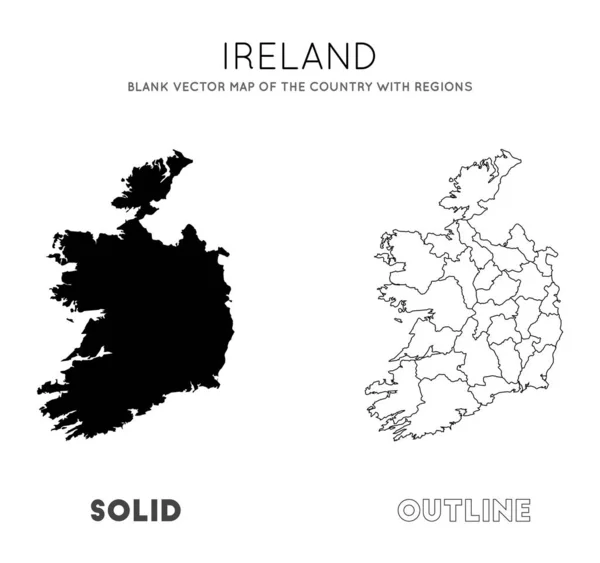 Irlanda mapa Mapa vetorial em branco do país com regiões Fronteiras da Irlanda para o seu infográfico — Vetor de Stock