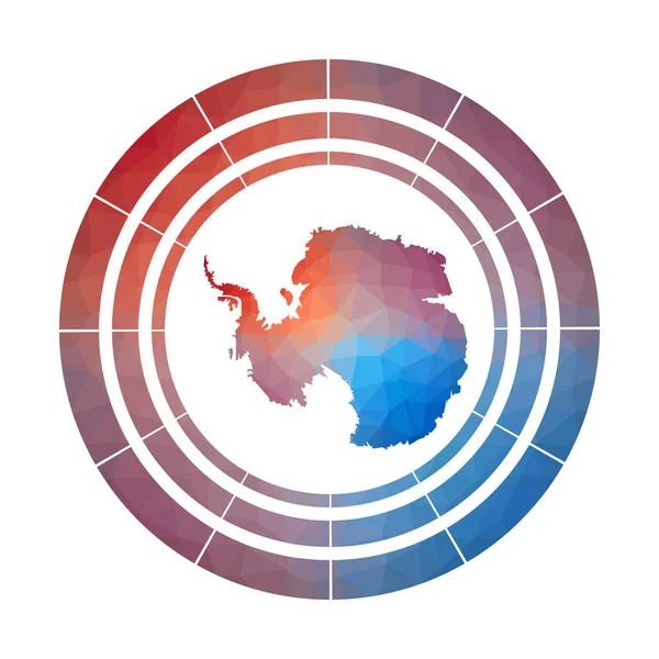 Distintivo da Antártida Logotipo gradiente brilhante do país em estilo poli baixo Multicolored Antarctica arredondado — Vetor de Stock