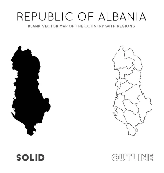 Albánie mapuje prázdnou vektorovou mapu země s oblastmi hranice Albánie pro váš infografický objekt — Stockový vektor