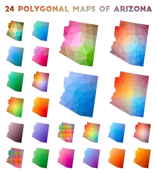 Набір векторних полігональних карт Арізона яскрава карта градієнта США держави в стилі низького полі — стоковий вектор