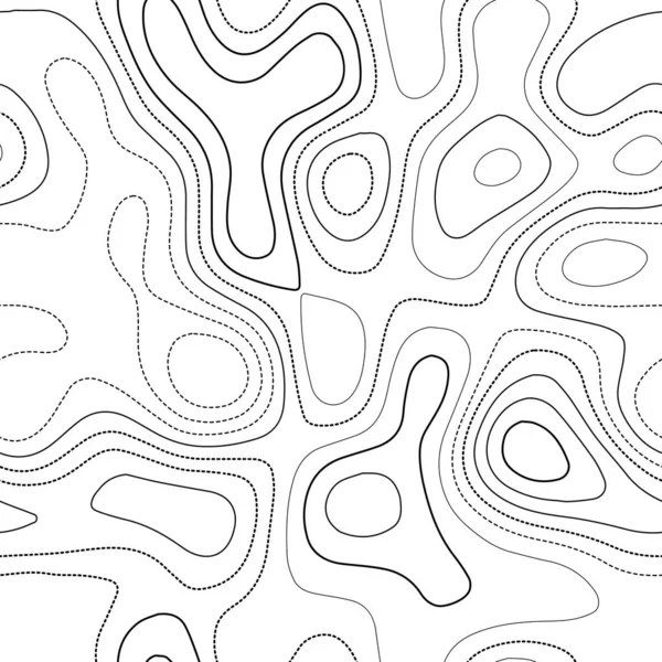 Topographie du terrain Carte topographique actuelle Isolines sans couture noir et blanc design chic carrelables — Image vectorielle
