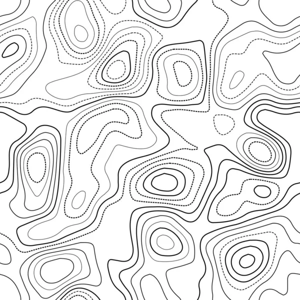 Niesamowita topografia Rzeczywista mapa topograficzna Czarno-biały bezszwowy design egzotyczne izolacje płytek — Wektor stockowy