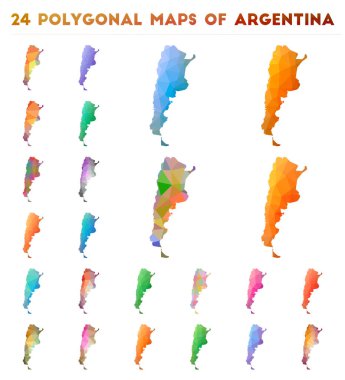 Arjantin Parlak degrade ülke düşük poli tarzında harita vektör poligonal haritalar kümesi