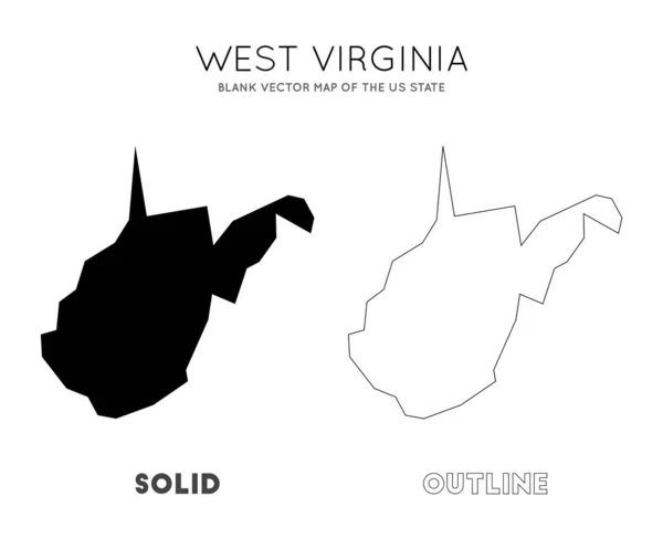 West Virginia mappa Blank mappa vettoriale degli Stati Uniti Confini di Stato della Virginia Occidentale per la tua infografica — Vettoriale Stock