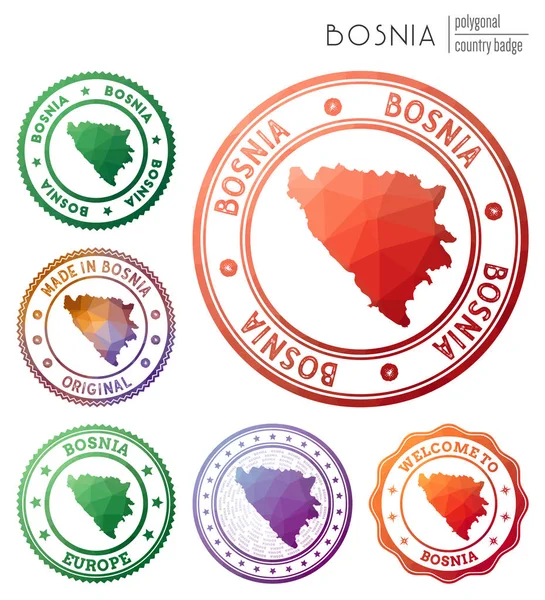 Insignia de Bosnia Colorido símbolo del país poligonal Multicolor geométrico Bosnia logos conjunto Vector — Vector de stock