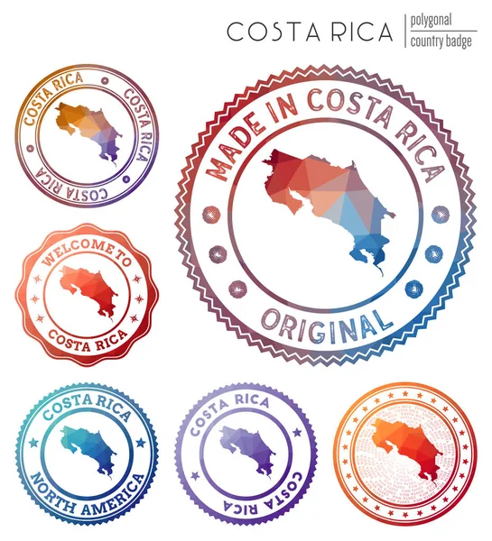 Insignia de Costa Rica Colorido símbolo del país poligonal Conjunto de logotipos geométricos multicolores de Costa Rica — Vector de stock