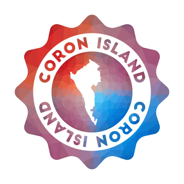 Logotipo de poli bajo de Coron Island Logotipo de viaje de degradado colorido de la isla en estilo geométrico — Vector de stock