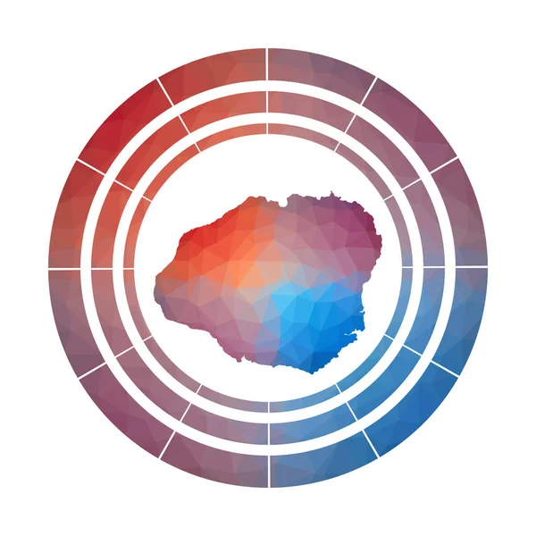 Emblema Kauai Logotipo gradiente brilhante da ilha em estilo poli baixo Multicolored Kauai arredondado sinal com —  Vetores de Stock