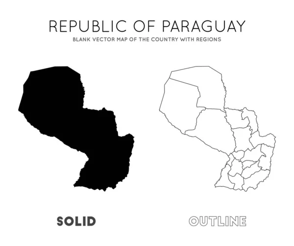 Парагвай карта порожня Векторна карта країни з регіонами кордонів Парагвай для вашого — стоковий вектор