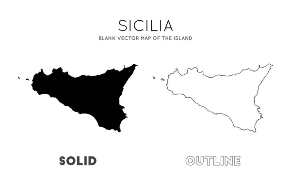 Mapa de Sicilia Mapa vectorial en blanco de las fronteras insulares de Sicilia para su Vector de infografía — Vector de stock