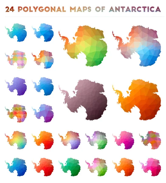 Набір векторних полігональних карт Антарктиди яскрава карта градієнта країни в стилі низького поліфонія — стоковий вектор
