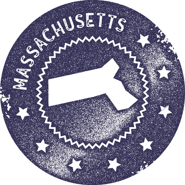 Карта Массачусетса винтажная марка Ретро стиль этикетки ручной работы знак или элемент для путешествий сувениры — стоковый вектор
