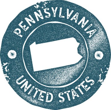 Pennsylvania harita vintage damgası Retro tarzı el yapımı etiketi rozet veya öğe seyahat Hediyelik eşyalar için
