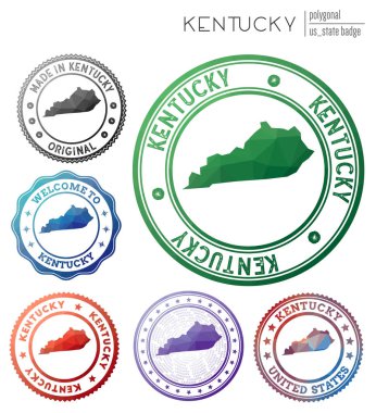 Kentucky rozeti Renkli poligonal abd devlet sembolü Çok renkli geometrik Kentucky logoları seti