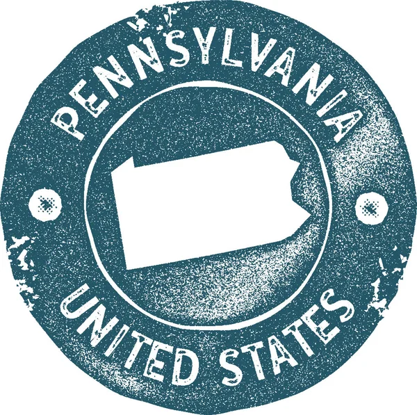 Pennsylvania mappa timbro vintage stile retrò distintivo etichetta fatta a mano o elemento per souvenir di viaggio — Vettoriale Stock
