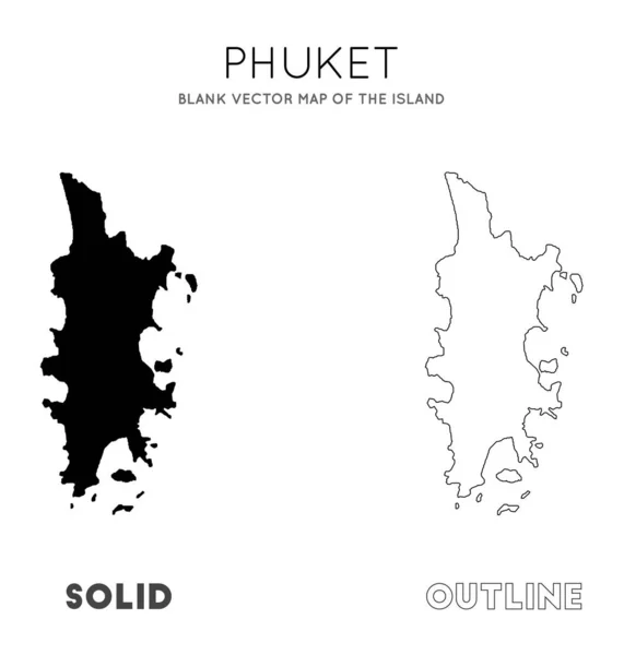 Mapa de Phuket Mapa vectorial en blanco de las fronteras insulares de Phuket para su vector de infografía — Vector de stock