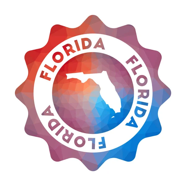 Logotipo polivinílico bajo de la Florida Logotipo colorido del recorrido del gradiente del estado de nosotros en estilo geométrico — Vector de stock
