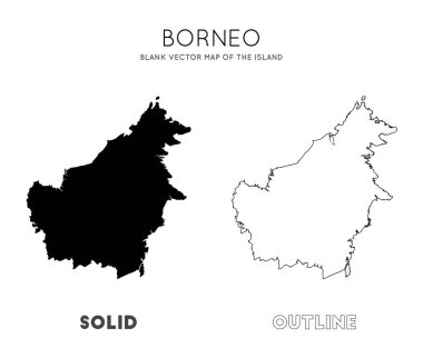 Borneo harita Kaynak Vektör için Borneo Adası Sınırları Boş vektör haritası