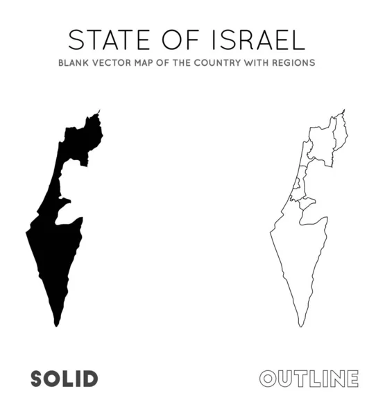 Israele mappa Blank vector map del Paese con le regioni Frontiere di Israele per la tua infografica — Vettoriale Stock