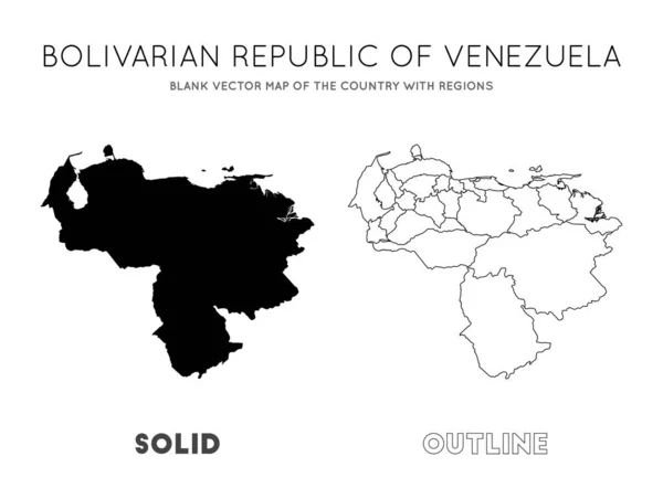 Венесуела карта порожня Векторна карта країни з регіонами кордонів Венесуели для вашого — стоковий вектор