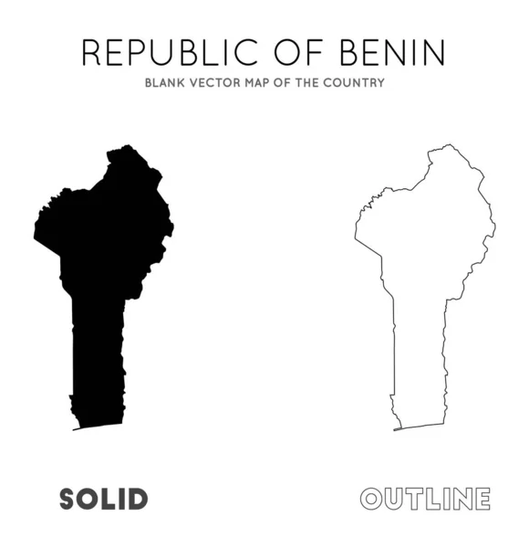 Benin karta tom vektor karta över landet gränsar av Benin för din infografik vektor — Stock vektor