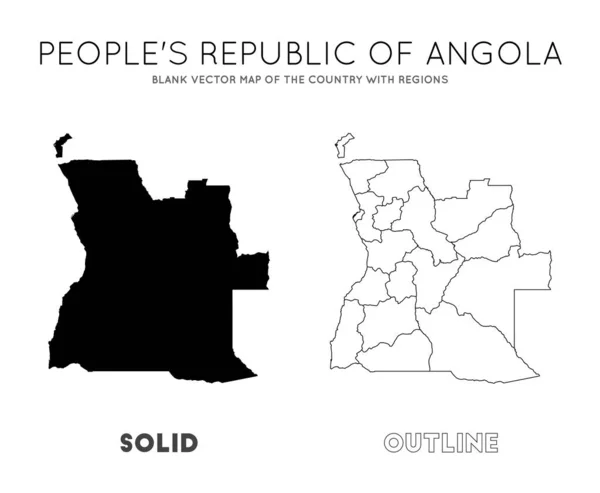 Angola mappa Blank vector map del Paese con le regioni Confini dell'Angola per la tua infografica — Vettoriale Stock