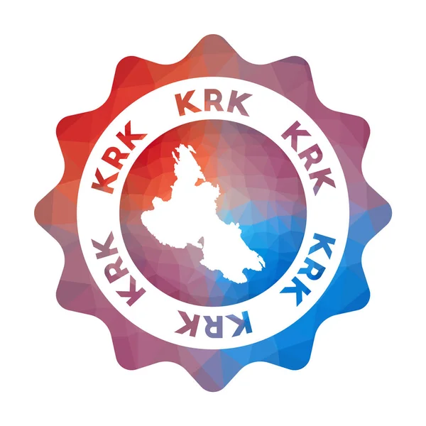Logotipo de poli bajo Krk Logotipo de viaje de degradado colorido de la isla en estilo geométrico Multicolor — Vector de stock