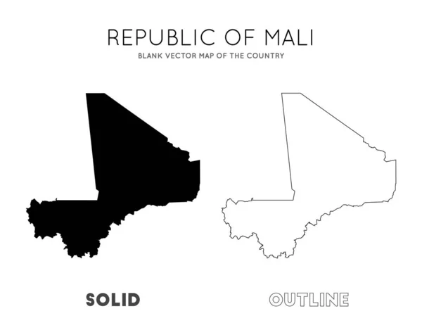 Mappa del Mali Mappa vettoriale vuota dei confini del paese del Mali per la tua infografica Vettore — Vettoriale Stock