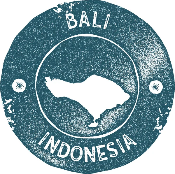 Bali mappa timbro vintage Stile retrò distintivo etichetta fatta a mano o elemento per souvenir di viaggio Blu — Vettoriale Stock