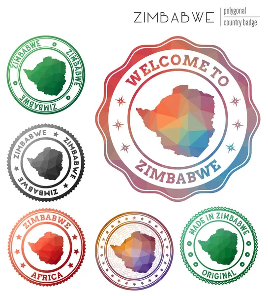 Цветной многоугольный символ Зимбабве Многоцветный геометрический логотип Зимбабве — стоковый вектор