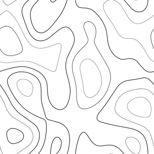 Топографія террейн Чудова топографічна карта Чорно-білий безшовний дизайн крутої плитки — стоковий вектор