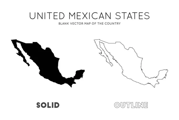 Mexiko mapa "prázdná Vektorová mapa" Country hranice Mexika pro váš infografický vektor — Stockový vektor