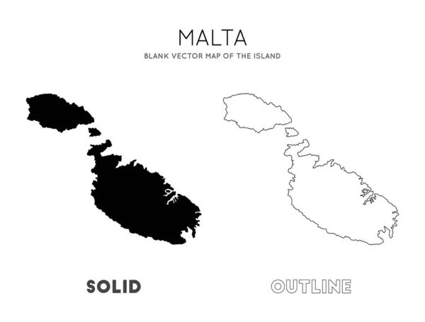Malta mapa mapa vectorial en blanco de las fronteras de la isla de Malta para su vector de infografía — Vector de stock