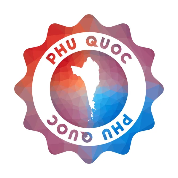 Phu Quoc bajo logotipo de poli Colorido logo de viaje degradado de la isla en estilo geométrico Multicolor — Vector de stock