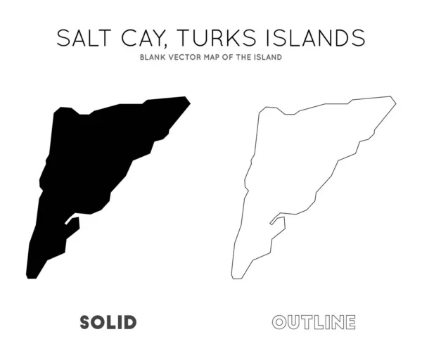 Salt Cay Turks Mappa Blank vector map of the Island Frontiere di Salt Cay Isole Turks per — Vettoriale Stock