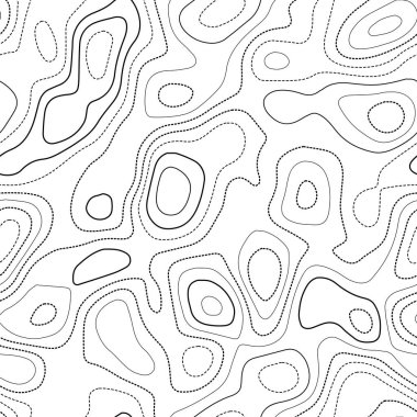 Topografik harita Gerçek topografya haritası Siyah ve beyaz dikişsiz tasarım serin fayans izolines