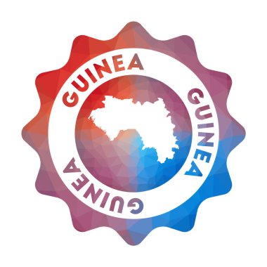 Gine düşük poli logo Geometrik tarzı Ülkenin renkli gradyan seyahat logosu Multicolored