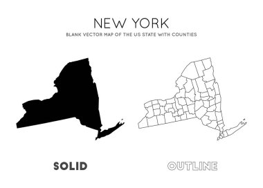 New York haritası Abd Eyaleti'nin boş vektör haritası ile new york ilçeleri sizin için