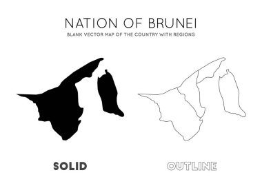 Brunei harita Infographic için Brunei bölgeleri sınırları ile Ülke Boş vektör haritası