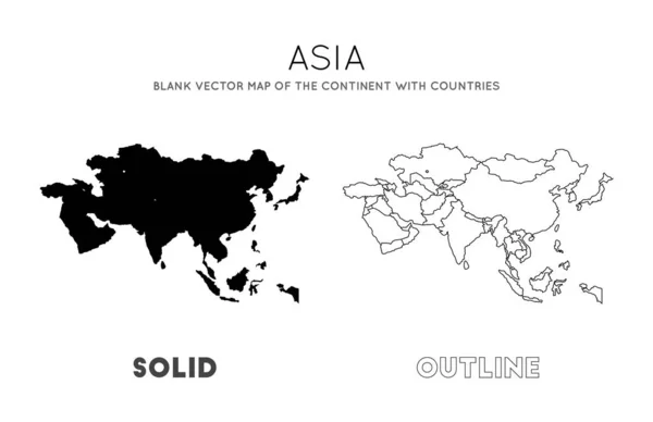 Carte Asie Carte vectorielle vierge du continent avec les pays Frontières de l'Asie pour votre infographie — Image vectorielle