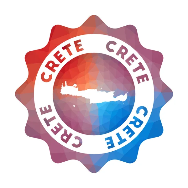 Logotipo de polietileno bajo de Creta Logotipo de viaje de degradado colorido de la isla en estilo geométrico Multicolor — Vector de stock