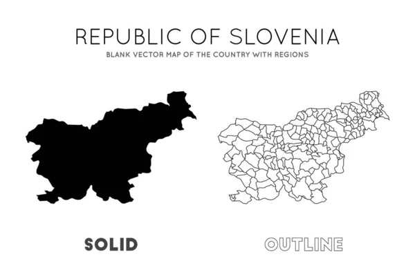 スロベニアマップ スロベニアの地域との国の空白のベクトルマップスロベニアの国境 — ストックベクタ