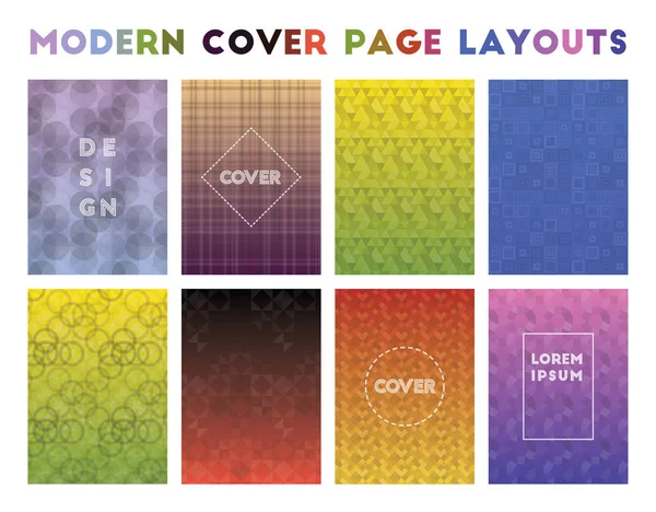 Modern Cover Page Layouts Padrões geométricos vivos Fundo energético Ilustração vetorial —  Vetores de Stock