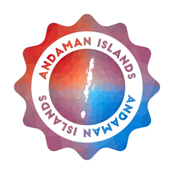Logotipo de poli bajo de las islas Andaman Logotipo de viaje degradado colorido de la isla en estilo geométrico — Vector de stock